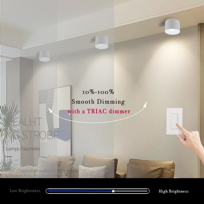 Marknice LED Dimmable Ceiling Spotlight Aluminum White 4.72" Cylinder Spot Light Indoor Modern Minimalist Focus Accent Down Light for Cylinder Hallway Kitchen Foyer CRI 98 12W 3000K - Image 2